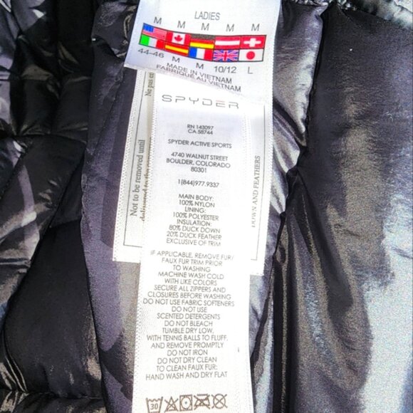 Spyder Syrround Womens Waterproof Black Down Winter Puffer Jacket Sz Medium - Picture 7 of 7